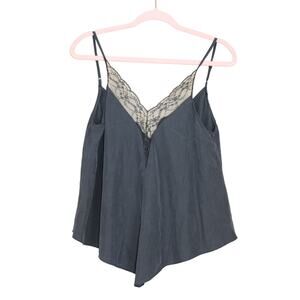 Zara TRF Collection Lace Trimmed Black Microsuede Flowing Camisole Top Size S
